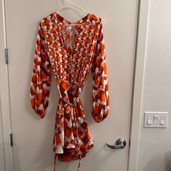 Like New! Silvia Tcherassi Silk Poggo Blouson-Sleeve Braid Belted Silk Dress - Picture 7 of 13